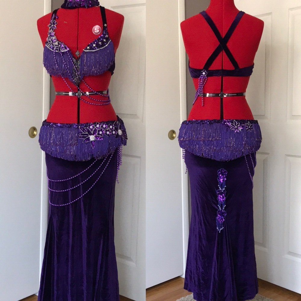 5-piece purple sequin cabaret belly dance set